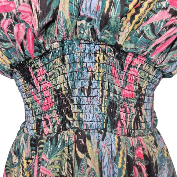 BAROK Maxi Dress Kitsch & Pop Edition Floral Print Cross Neck Tiered Large Lined - Picture 4 of 15